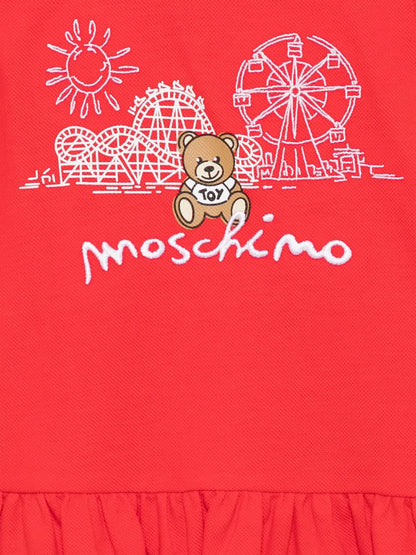 Conjunto para bebé niña de vestido y braguita rojo Teddy Bear MOSCHINO