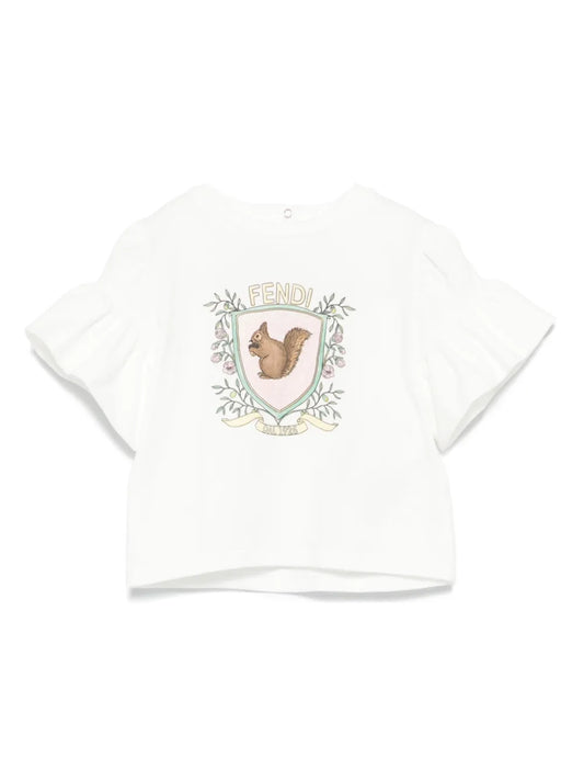 Camiseta blanca para bebé niña de la marca Fendi Kids