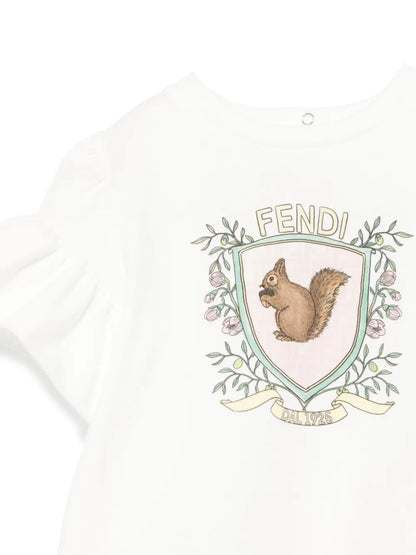 Camiseta blanca para bebé niña de la marca Fendi Kids
