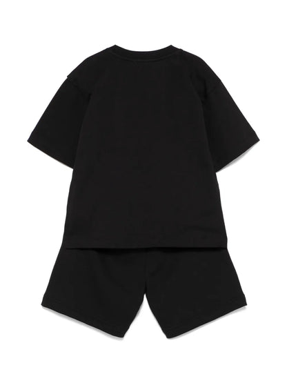 Set negro de camiseta y pantalón corto MOSCHINO para niño