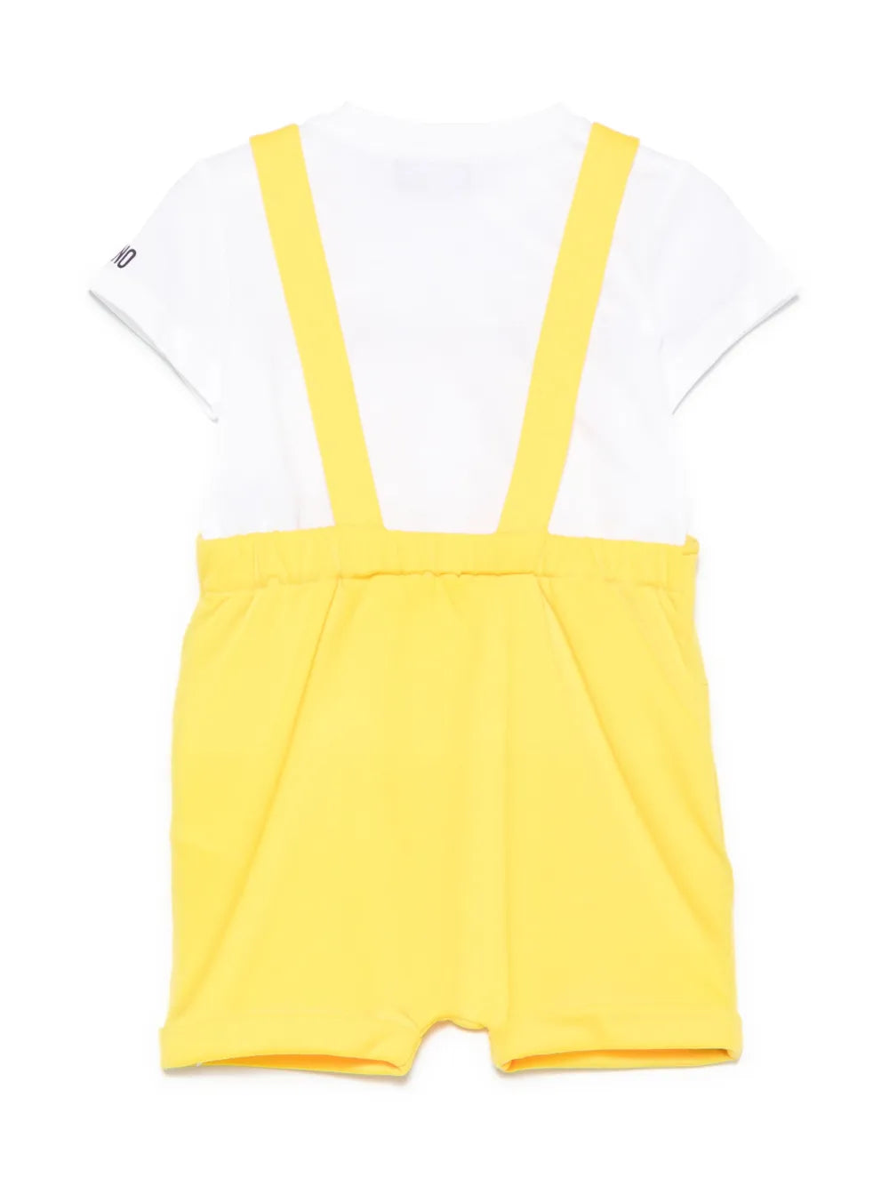 Conjunto para bebe niño de camista y peto de felpa amarillo MOSCHINO