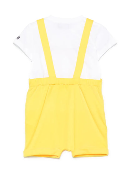 Conjunto para bebe niño de camista y peto de felpa amarillo MOSCHINO