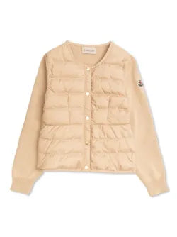 Cardigan de algodón acolchado beige para niña MONCLER