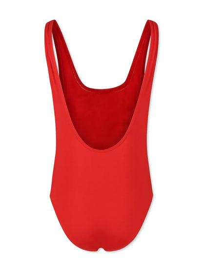 Bañador de una pieza de lycra rojo Teddy Bear MOSCHINO para niña