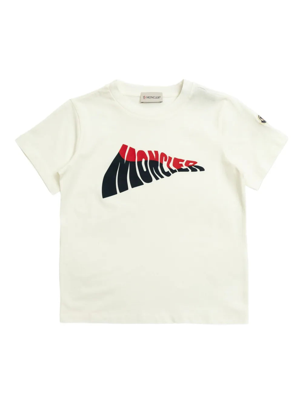 Camiseta de algodón blanca con logotipo ondulado MONCLER para niño