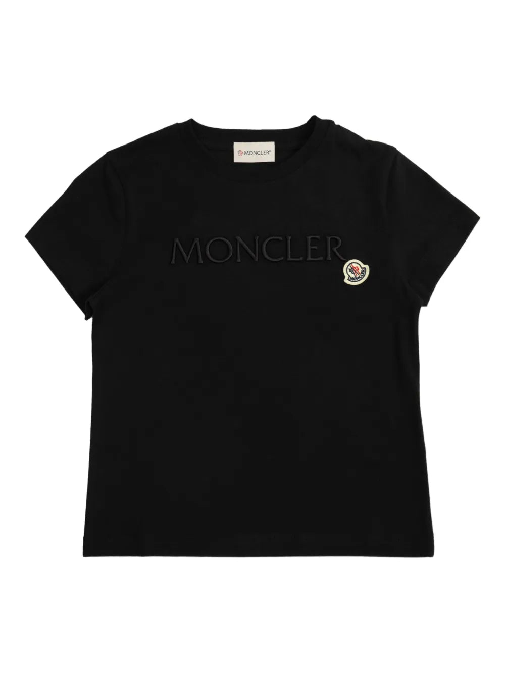 Camiseta de algodón negra con logotipo bordado MONCLER para niña