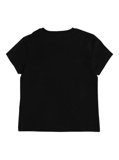 Camiseta de algodón negra con logotipo bordado MONCLER para niña