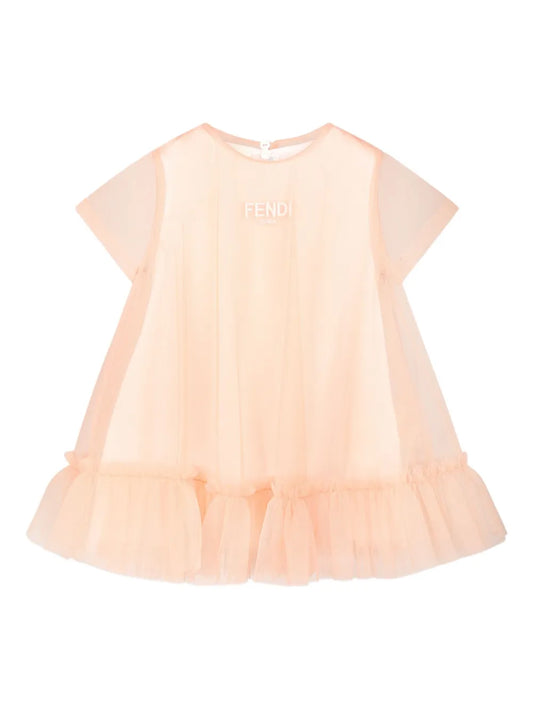 Vestido para bebé niña de tul con logo de la marca Fendi Kids