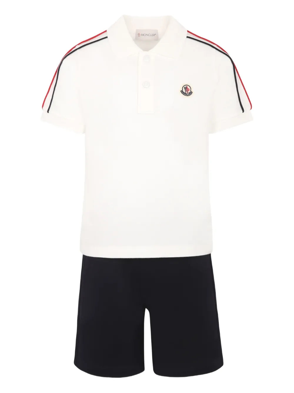 Conjunto de polo blanco con ribete tricolor MONCLER para niño