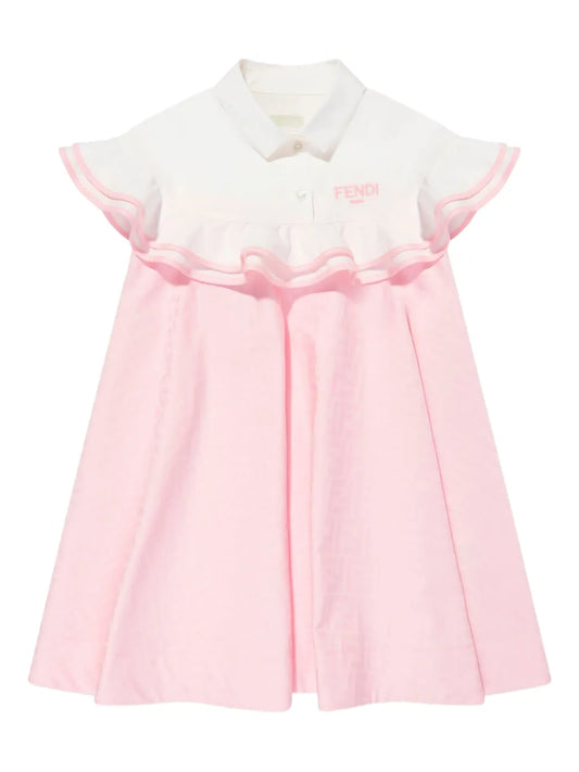 Vestido júnior en tejido jacquard de algodón de la marca Fendi Kids para niña