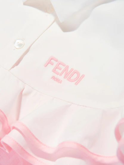 Vestido júnior en tejido jacquard de algodón de la marca Fendi Kids para niña