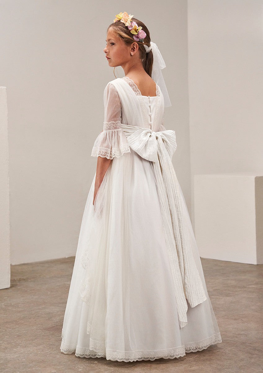 Communion dress 637009MD (with white bow) from the brand AMAYA