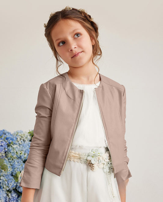 Ropa para niñas - chaqueta  beige con cremallera AMAYA