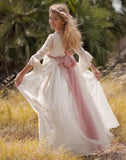 Amelia communion dress for girl from Manuela Macias brand.