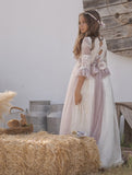 Amelia communion dress for girl from Manuela Macias brand.