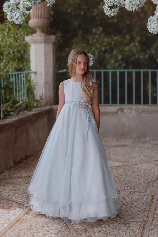 Vestido de comunión 103 en color AZUL para niñas de la marca MIMILÚ