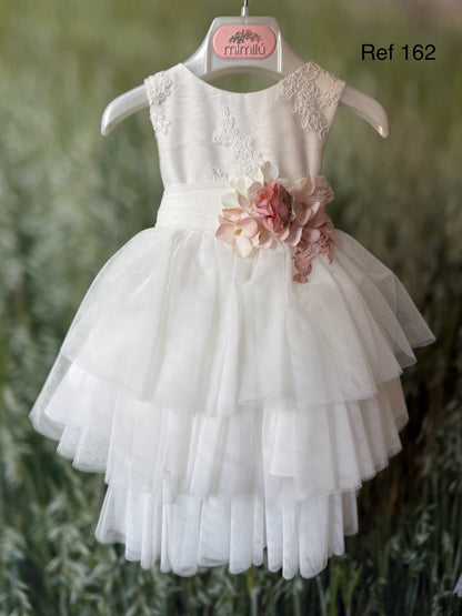 Vestido blanco de ceremonia 162 para bebé niña de la marca MIMILÚ
