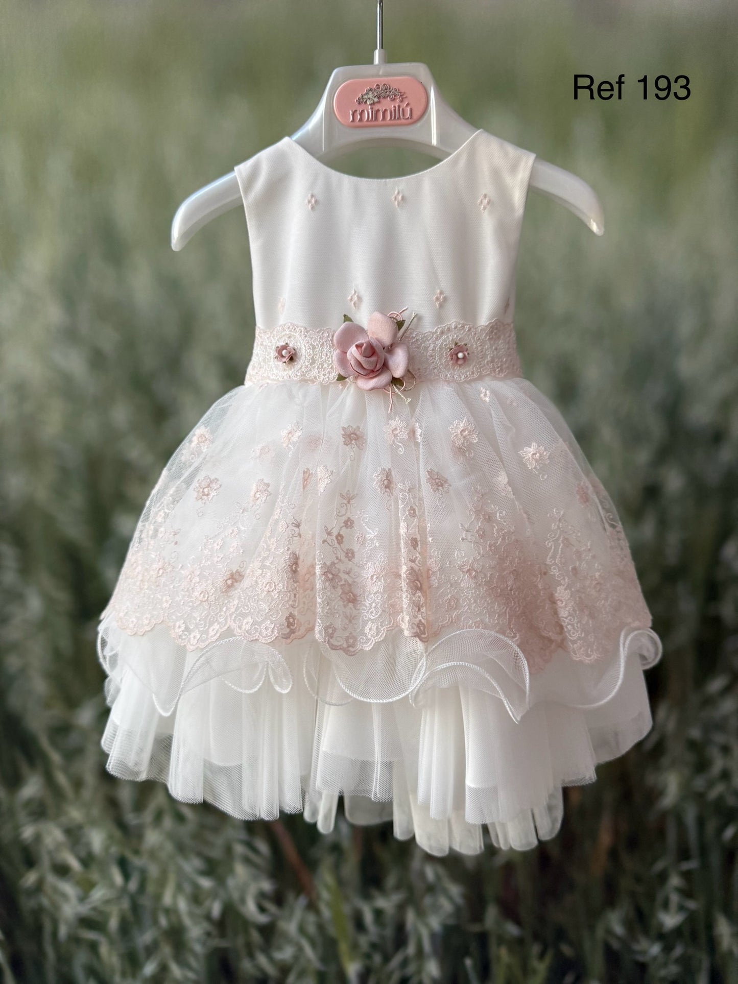 Vestido blanco de ceremonia 193 para bebé niña de la marca MIMILÚ