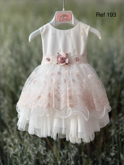 Vestido blanco de ceremonia 193 para bebé niña de la marca MIMILÚ