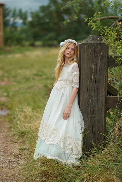 فستان LUNA LLENA من ماركة MON AIR (يتضمن تاج الزهرة) (نسخة)