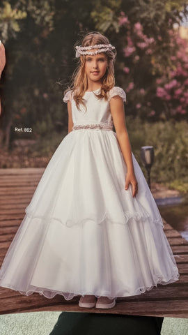 Vestido de comunión 802 para niña de la marca MIMILÚ