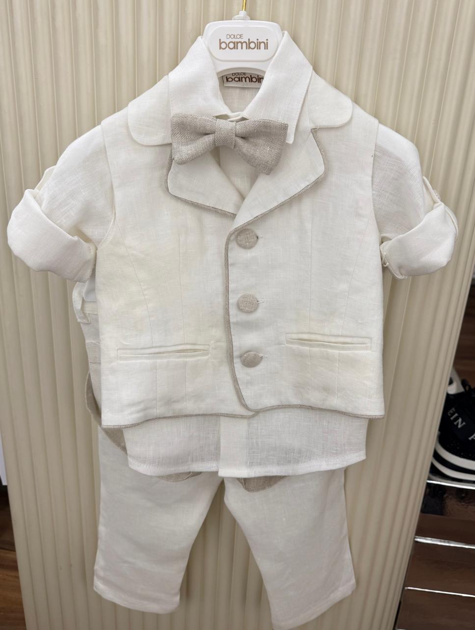 Set completo de lino blanco para bebé niño DOLCE BAMBINI