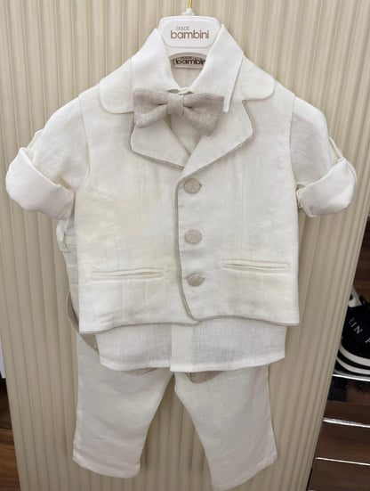 Set completo de lino blanco para bebé niño DOLCE BAMBINI