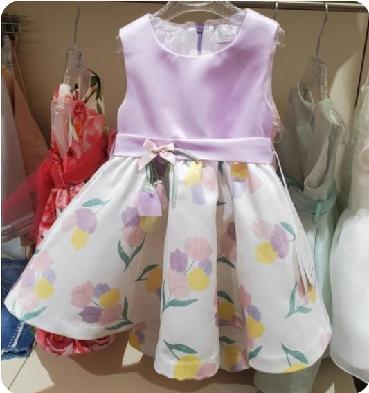 Ropa para niñas - vestido con estampado de flores de Ambarabá