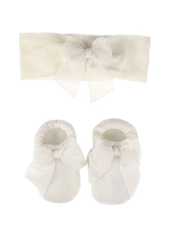 Zapatitos color blanco y diadema para bebé niña 21152 Story Loris
