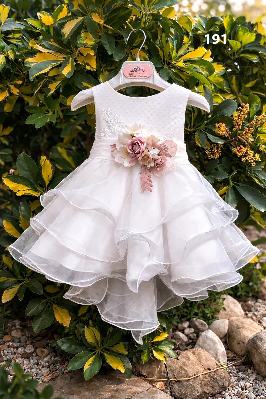 Vestido blanco de ceremonia 191 para bebé niña de la marca MIMILÚ