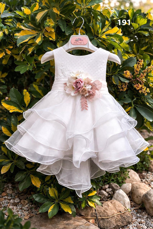 Vestido blanco de ceremonia 191 para bebé niña de la marca MIMILÚ