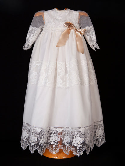 Christening dress 2457 with hat and shoes of the brand MIMOSINES