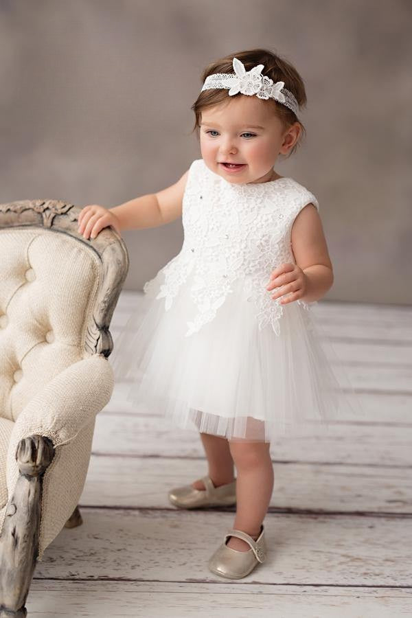 Vestido de ceremonia blanco M 4653 para niñas de la marca Daga