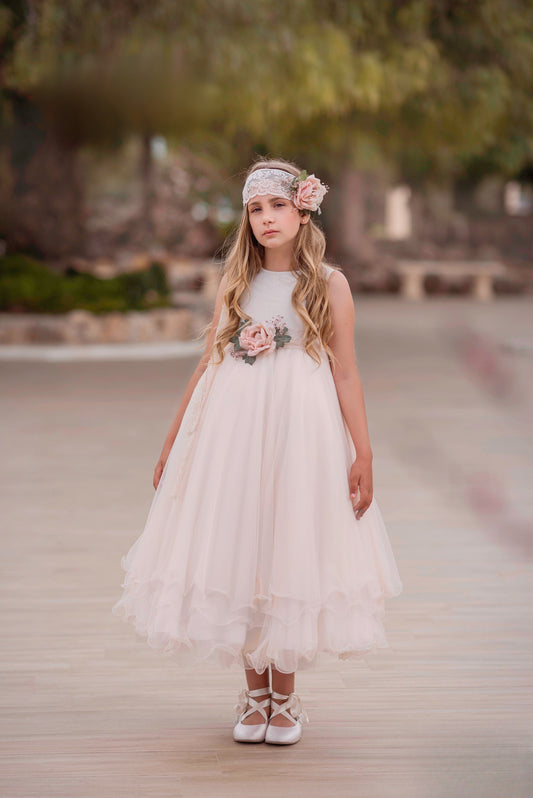 Vestido de comunión blanco 217 para niñas de la marca MIMILÚ