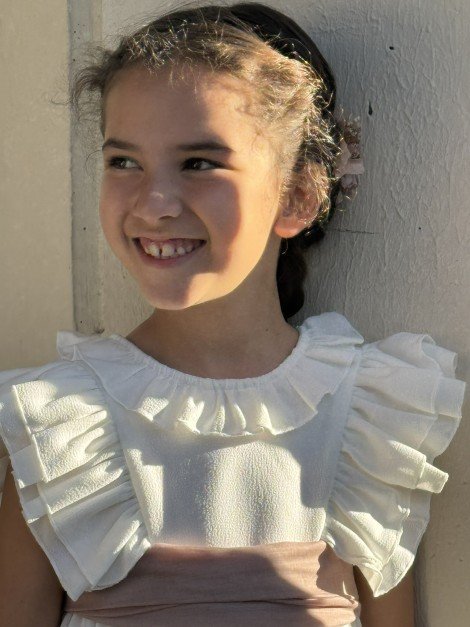 Vestido de comunión VALENTINA CREP de la marca PETRITAS (lazada no incluida)