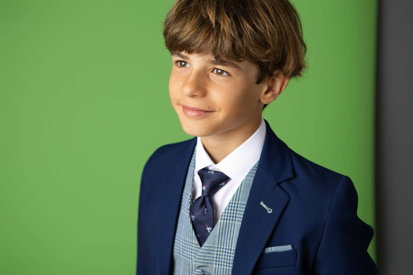 Traje completo Florencia con americana azul marino y chaleco gris para el niño NOVA DRIMA