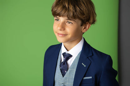 Traje completo Florencia con americana azul marino y chaleco gris para el niño NOVA DRIMA