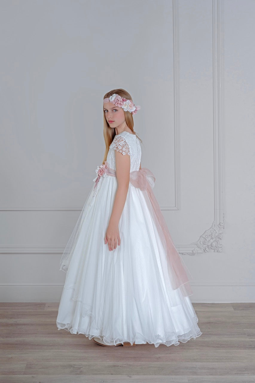 Vestido de comunión 513 para niñas de la marca MIMILÚ