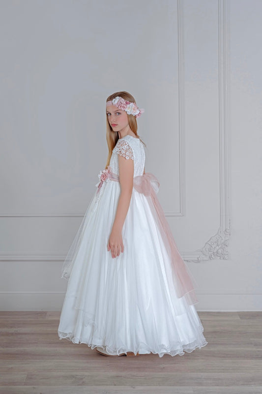 Vestido de comunión 513 para niñas de la marca MIMILÚ