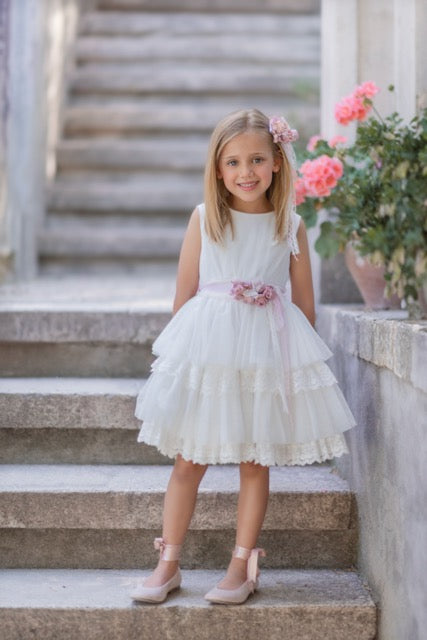Vestido de ceremonia blanco 261 para niña de la marca MIMILÚ