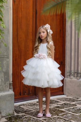 Vestido de ceremonia blanco 964 para niña de la marca MIMILÚ