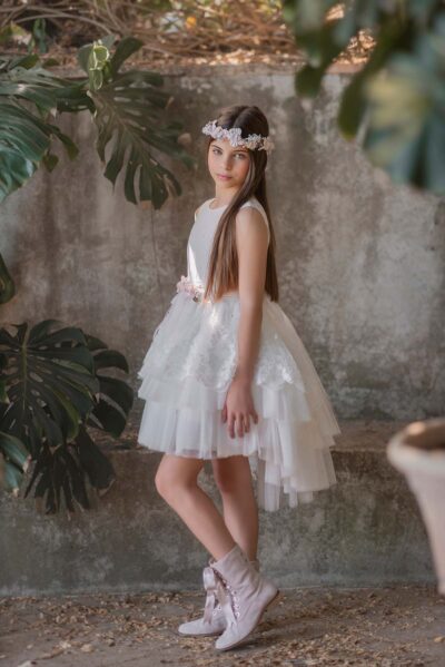 Vestido de ceremonia blanco 273 para niña de la marca MIMILÚ