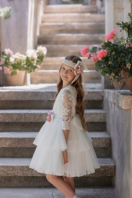 Vestido de ceremonia 209 de manga larga estilo chaqueta para niñas de la marca MIMILÚ