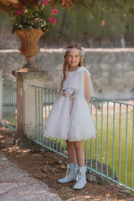 Vestido de ceremonia blanco 230 para niña de la marca MIMILÚ