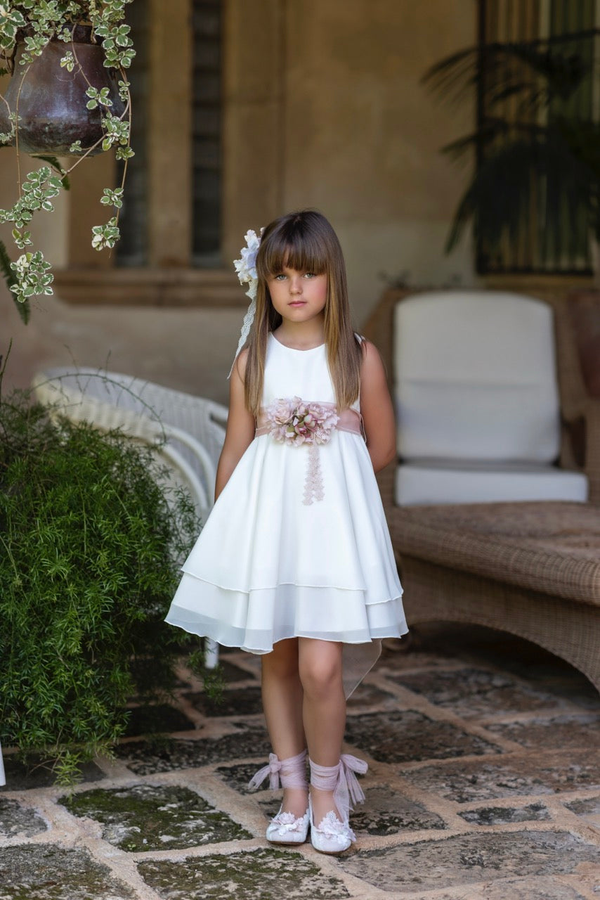 Vestido de ceremonia blanco 971 para niña de la marca MIMILÚ