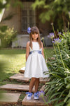 Vestido de ceremonia floral azul indigo 926 para niñas de la marca MIMILÚ