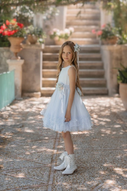 Vestido de ceremonia azul 205 para niña de la marca MIMILÚ