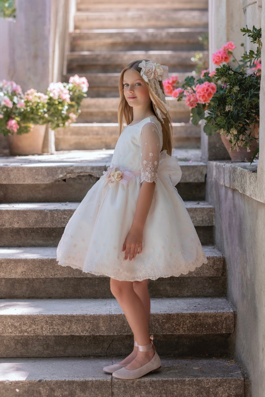 Vestido de ceremonia rosa 274 para niña de la marca MIMILÚ