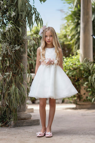 Vestido de ceremonia blanco con encaje 956 para niñas de la marca MIMILÚ