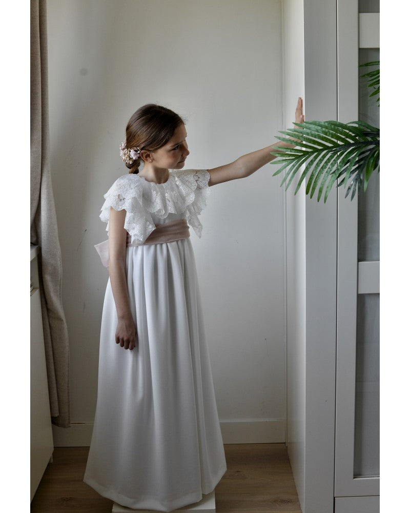 Vestido de comunión NUBE PUNTILLA CREP de la marca PETRITAS (lazada no incluida)